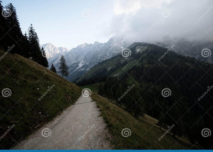 Rossfeld Panoramastraße Alpine Mountain Gravel Road Way Hiking Trail Path at Rossfeld ... photo